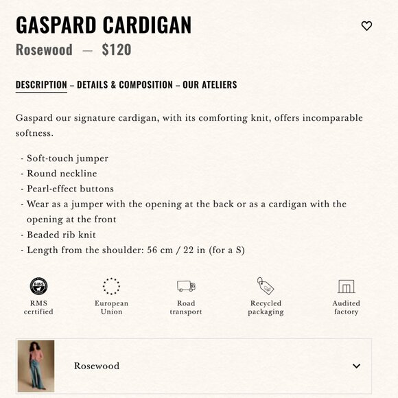 Super soft Sezane Gaspard cardigan- rosewood (pink) - Picture 8 of 8